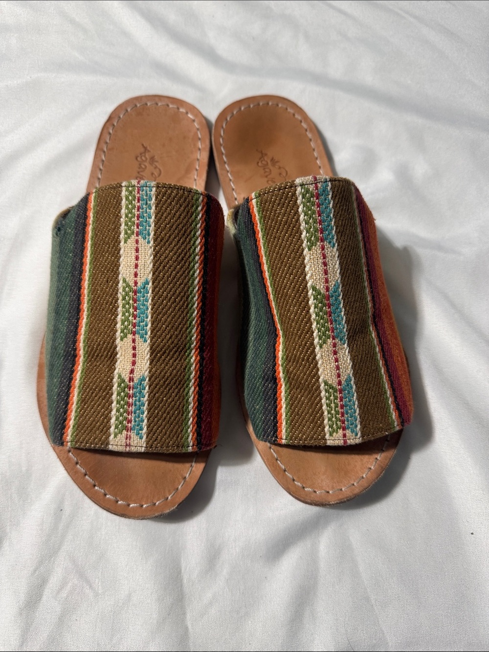 Agave Sky Slide Sandals Size 8 Southwestern Woven Design Boho. Festival Earthy